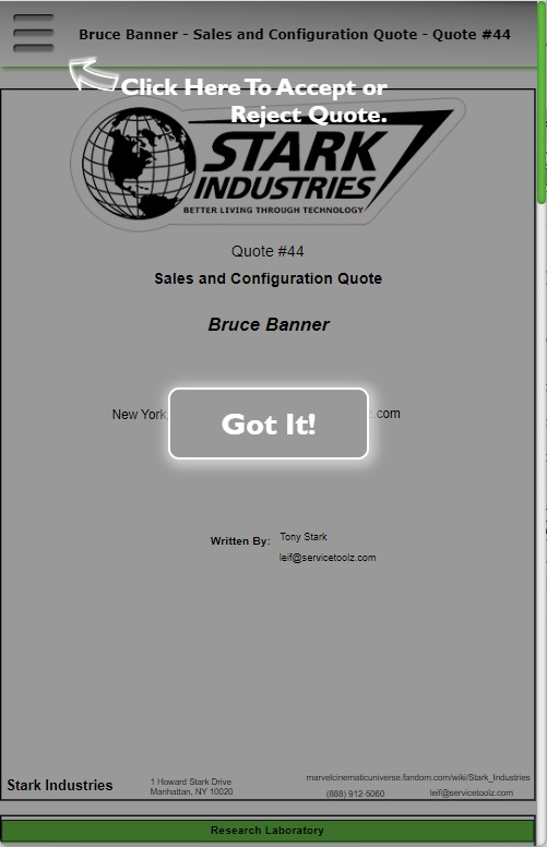 Mobile friendly quotes